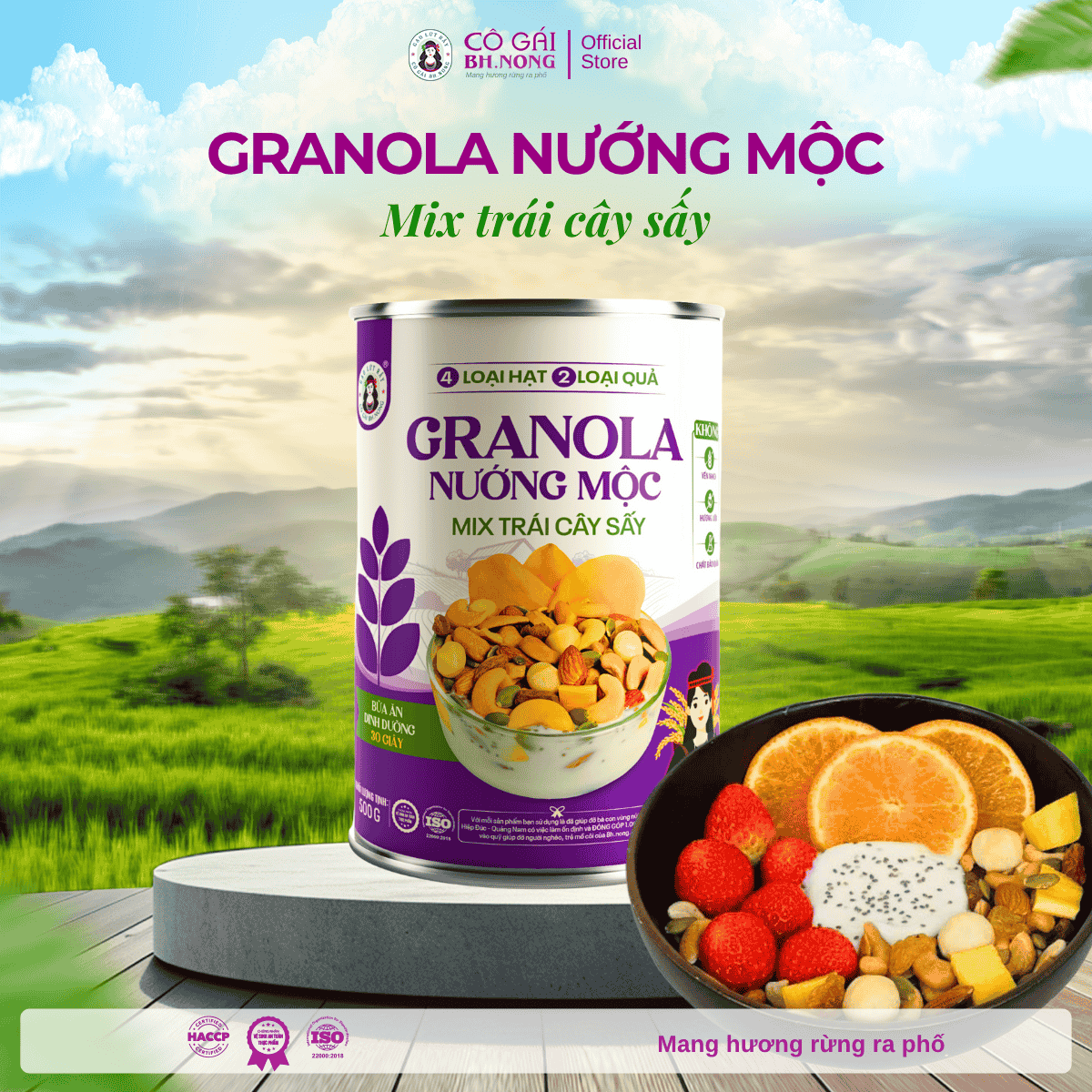 granola mix trái cây nướng mộc bhnong